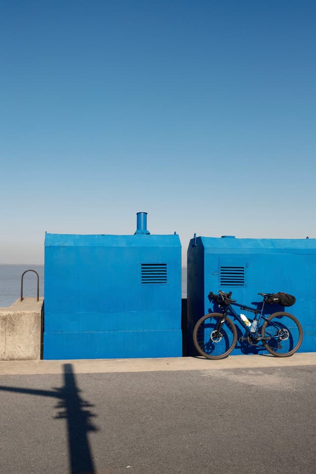 Blue box by the river